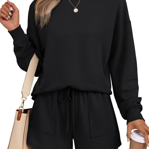 Sweaters - Women Lounge Sets Two Piece Sweat Shorts Pajama Outfits Fall 2025
